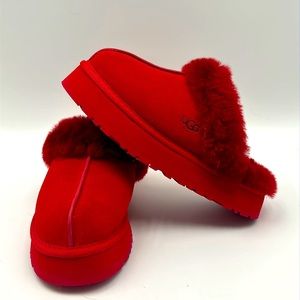 UGG AUSTRALIA DISQUETTE PLATFORM SLIPPERS WOMEN SIZE 8 RED NEW WITHOUT BOX